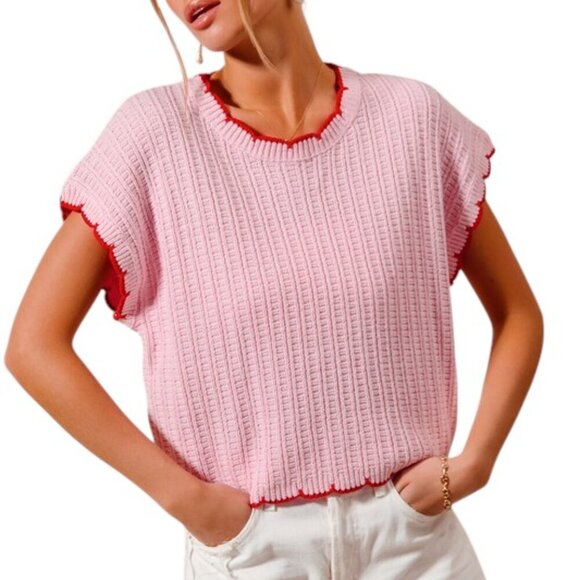 Pink Ribbed Sweater Top - Picture 9 of 10